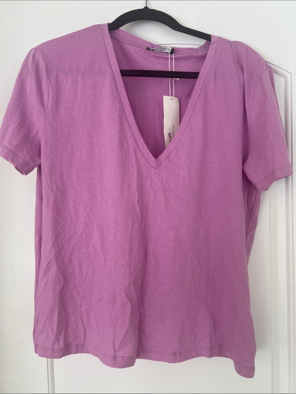 Zara Women's V-Neck Short Sleeve Tee - Pink NWT